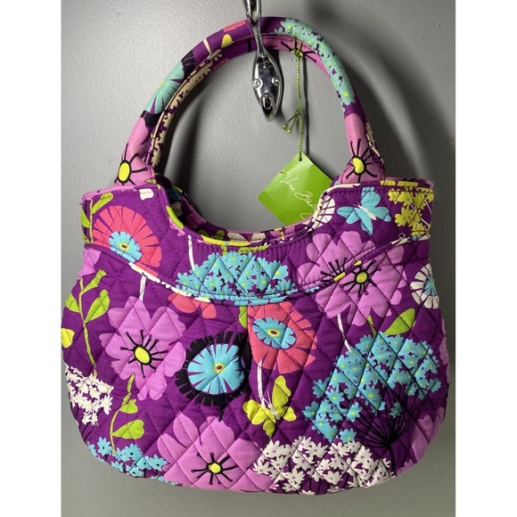 Vera Bradley Handbags - Vera Bradley Flutterby Purse Shoulder Bag Purple Flower Butterfly NWT 8.5x12x4"